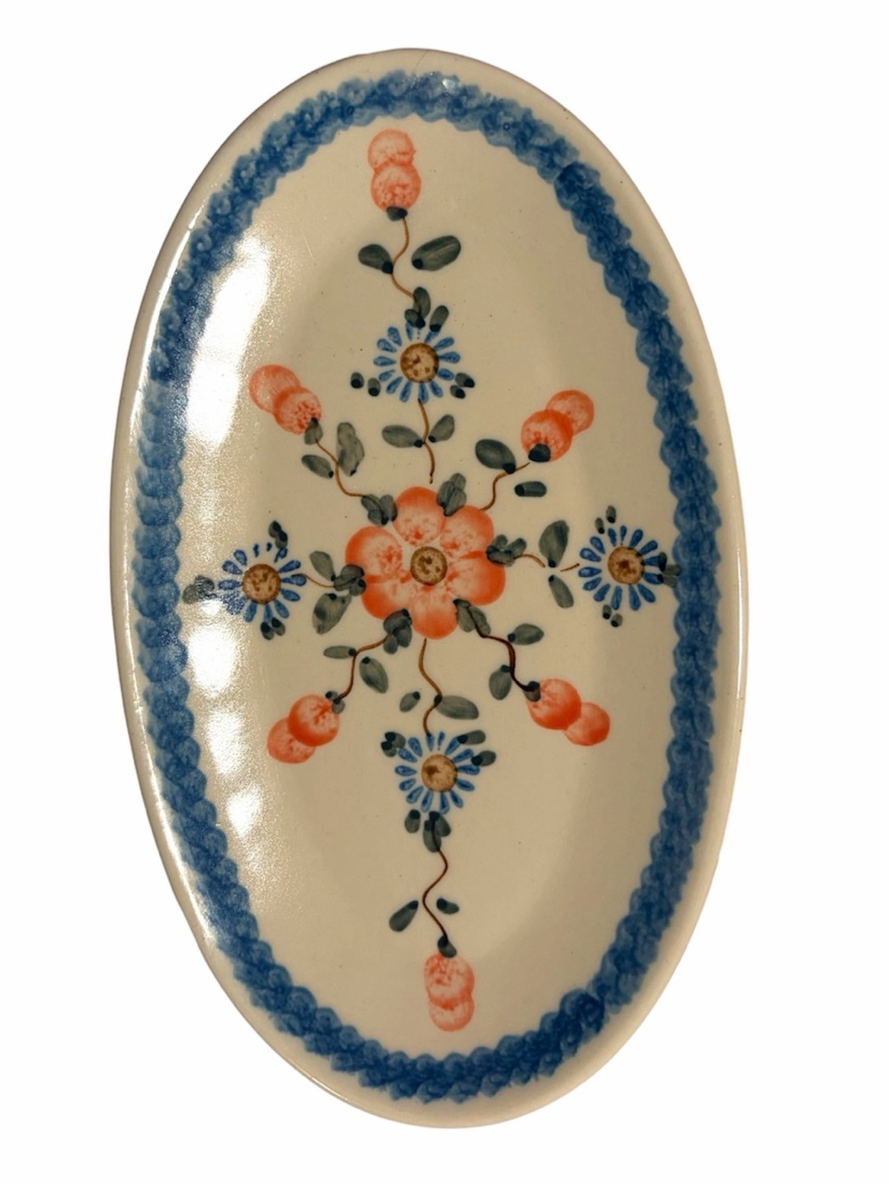 Polish Pottery Ceramika Artystyczna Boleslawiec Cherry Blossoms Oval Dish 8.5x5